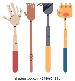 Back scratchers vector cartoon set isolated on a white background.