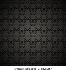 Back seamless pattern with damask ornament. Floral background. Vector illustration