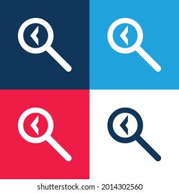 Símbolo de interfaz de búsqueda trasera azul y rojo cuatro colores conjunto de iconos mínimo