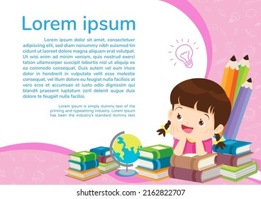 Back to shcool Education and learning,children thinking idea.Education concept with learning background template.for web banner, backdrop, ad,promotion poster