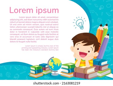 Back to shcool Education and learning,children thinking idea.Education concept with learning background template.for web banner, backdrop, ad,promotion poster