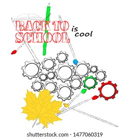 Back to shool is cool.Education scne with mechanism and pencils.Learning.