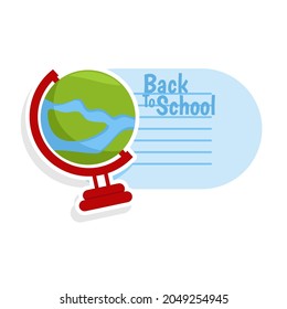 Back to shool emblem with Elements globe cartoon for logo design with note place for your text