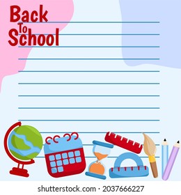 Back to shool emblem with Elements for logo design with note place for your text and background design