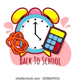 Back to shool emblem with Elements for logo design with cute abstract design