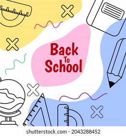 Back to shool emblem with Elements for logo design with note place for your text and background design