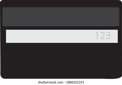 Back side of Bank Credit Card isolated on white background. Black and white colour. Vector. Eps 10.