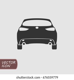 Back Side Of Car. Vector Flat Icon