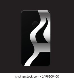 the back side of the case for a smartphone with a black and white pattern on a black background