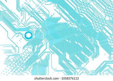 Back side circuit board, line pattern isolated on white background