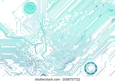 Back side circuit board, line pattern isolated on white background