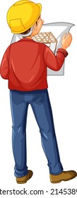 Back side of a construction worker illustration