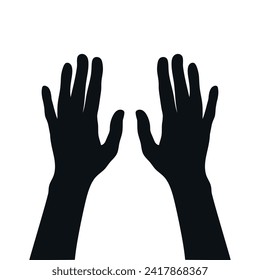 Back side of hands silhouette. Vector illustration