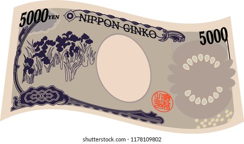 Back side of Japan's 5000 yen note.It means Japanese 5000 yen information.