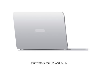 Back side of laptop on isolated background. Realistic vector illustration