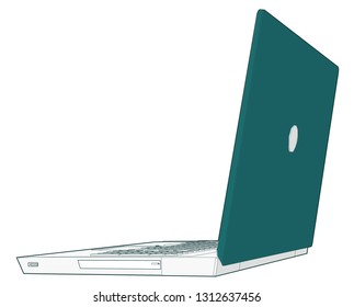 back side perspective angle artwork of Modern laptop. keyboard visible.