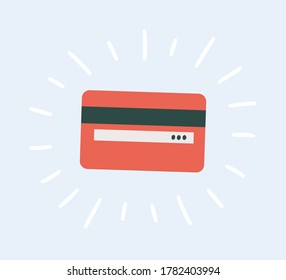 Back side of a plastic credit card in flat and cartoon style. Hand drawn vector illustration