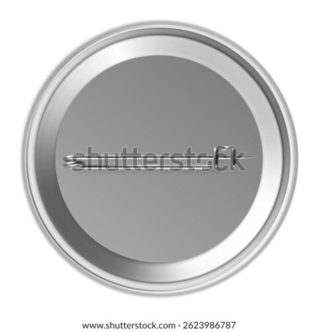Back side of a round badge revealing a pin and metal structure, highlighting a simple yet effective fastening mechanism designed for secure attachment to clothing or accessories