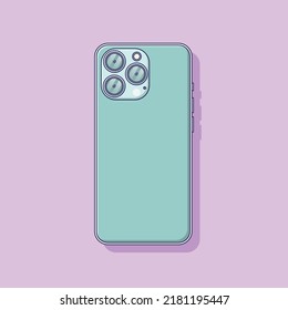 Lado posterior del Smartphone con Icono del vector de cámaras triples Ilustración. Vector de teléfono móvil. Estilo de caricatura plana adecuado para la página de aterrizaje web, pancarta, volante, pegatina, fondo de escritorio