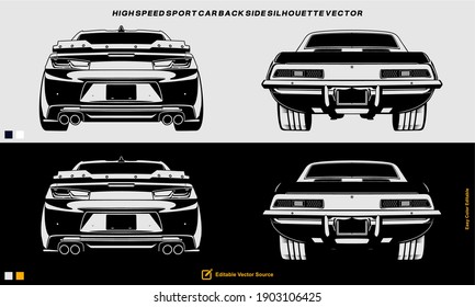 Back Side Sport Car Silhouette Vector