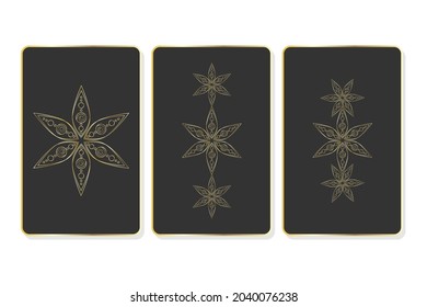 Back side template of cards, fortune telling, tarot, games. Simple geometric floral . The concept of simplicity, graceful contour ornament.