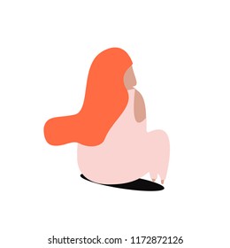 Back side woman sitting