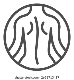 Back skin of woman line icon, spa massage concept. Vector graphics. Woman figure, skin therapy bubble sign on white background, outline style icon for mobile or web design
