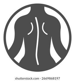 Piel posterior del icono sólido de la mujer, concepto del masaje del balneario. Gráficos de Vector. Figura de mujer, signo de burbuja de terapia de piel sobre fondo blanco, icono de estilo de glifo para móvil o Diseño web