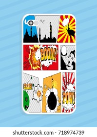 The back of smart phone. Example of design cover. Vector illustration