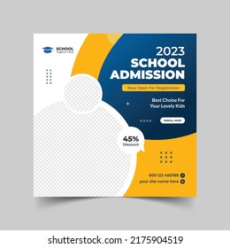 De vuelta a las publicaciones en medios sociales y la plantilla de banner web, admisión escolar diseño de banners en medios sociales