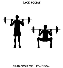 Back Squat Exercise Strength Workout Vector Stock Vector (Royalty Free ...