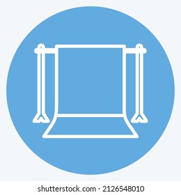 Back Stand Icon in trendy blue eyes style isolated on soft blue background