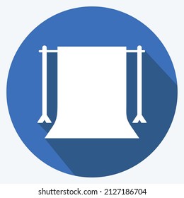 Back Stand Icon in trendy long shadow style isolated on soft blue background
