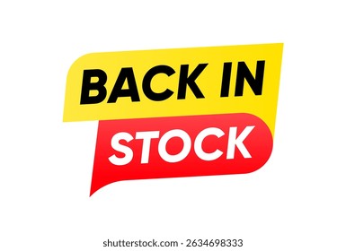 Back in Stock Announcement Banner Label Vector Design