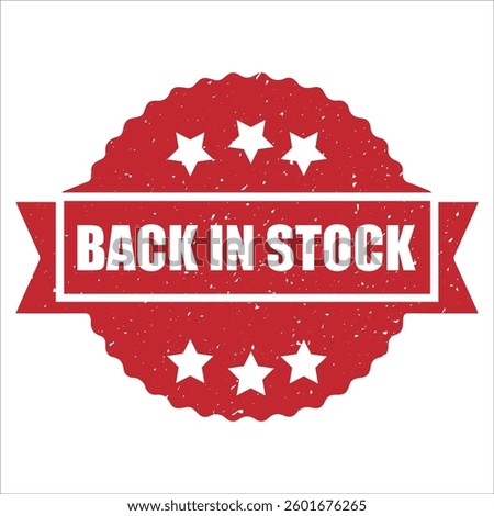 Back in stock round stamp icon grunge distressed style