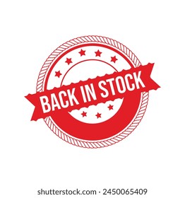 back in stock Rubber stamp design. VECTOR ILLUSTRATION.