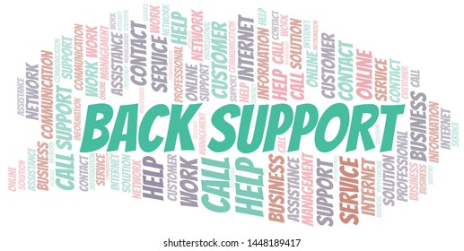 Back Support word cloud vector made with text only