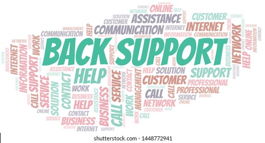 Back Support word cloud vector made with text only