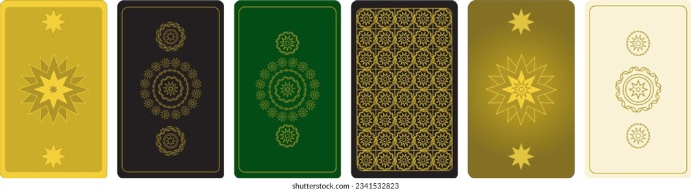 Back of tarot cards. Vector template for  tarot card deck with ornament and patterns in vintage style. 