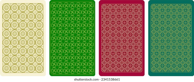 Back of tarot cards. Vector template for  tarot card deck with ornament and patterns.