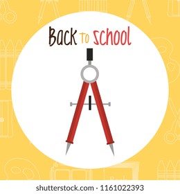 back tom school label with compass