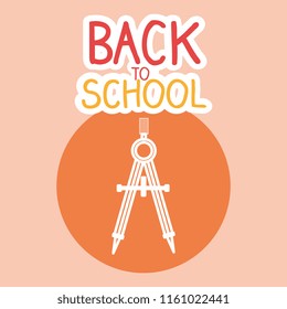 back tom school label with compass