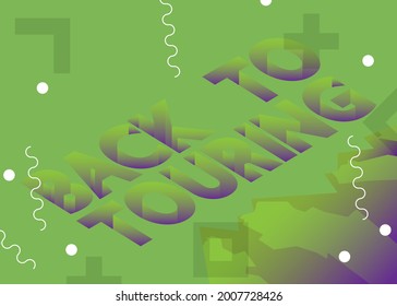 Back To Touring text with Depth font. Vector banner template design. Travel banner, fashion advertising, sales poster.