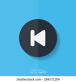 Back track web icon.Media player. Flat design.