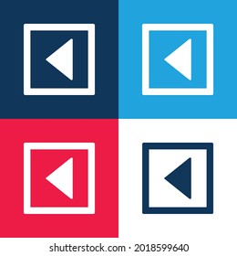 Back Triangular Arrow Square Button Outline blue and red four color minimal icon set