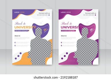 Volver a la plantilla de folleto de admisión universitaria o de promoción de negocios, a4 size, revista, folleto, informe anual,