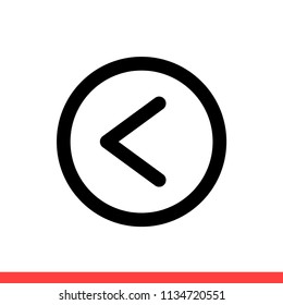Back vector icon, left symbol. Simple, flat design for web or mobile app