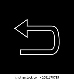 Back Vector Icon. Undo icon in trendy flat style. Undo icon image, Undo icon illustration isolated black background