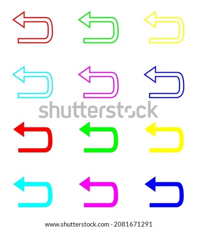 Back Vector Icon. Undo icon in trendy flat style. Set elements in colored icons. Undo icon image, Undo icon illustration isolated on white background