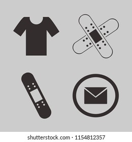 back vector icons set. with patches medicine, envelope, patch medicine and t shirt in set